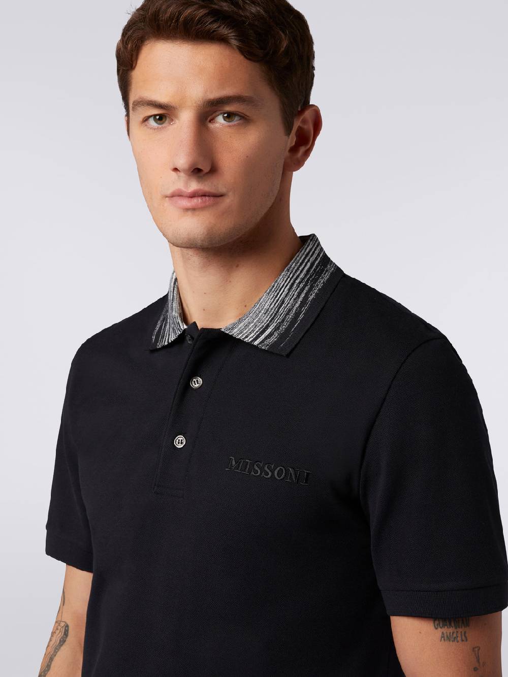 Missoni Polo in cotone con colletto fiammato e scritta logo In Saldo