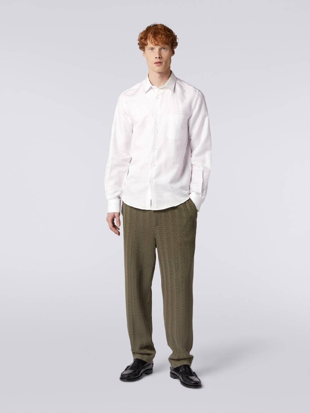 Missoni Camicia a maniche lunghe in misto cotone con motivo zig zag
