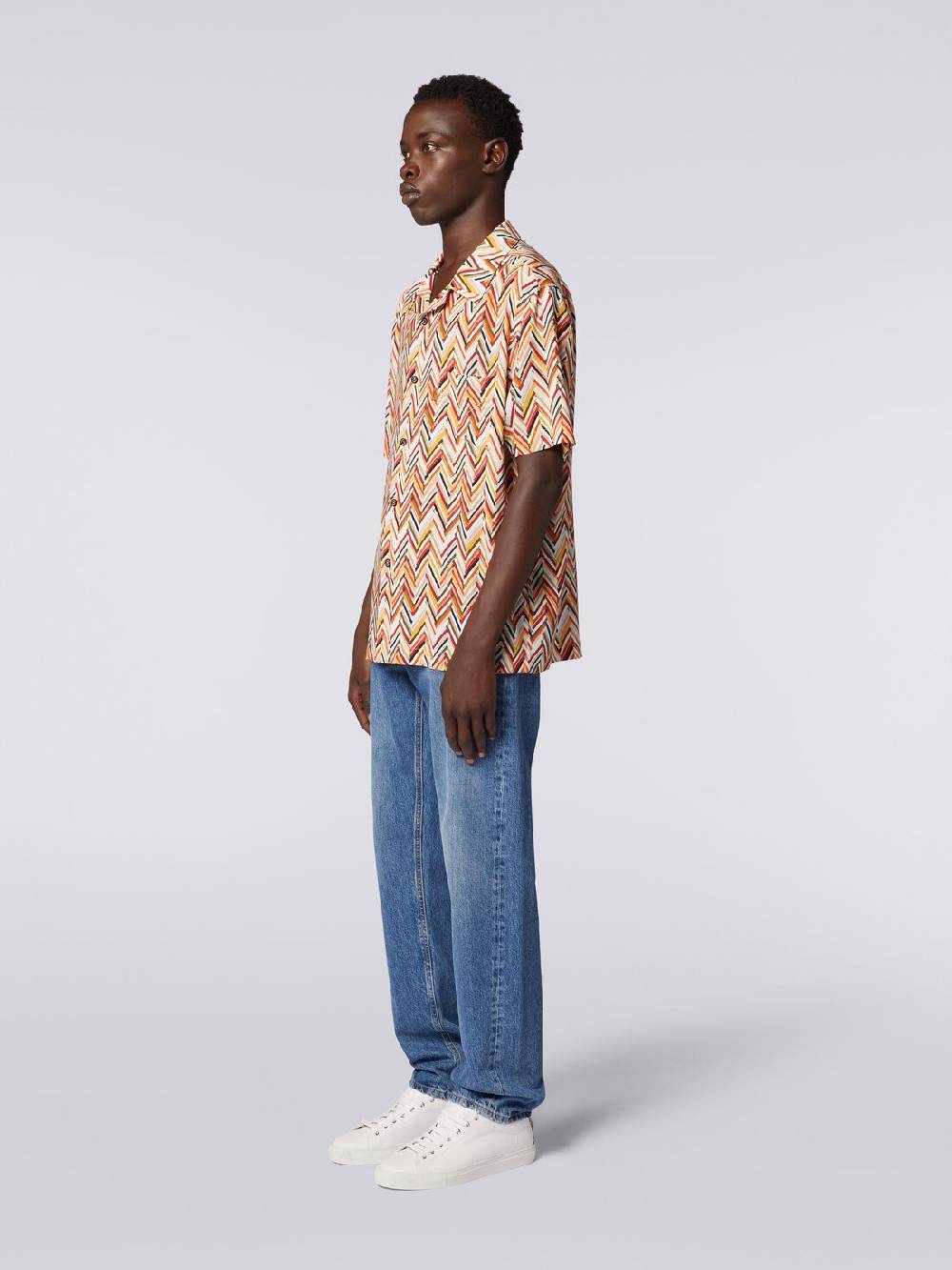 Missoni Camicia a maniche corte in viscosa con stampa zig zag 2025