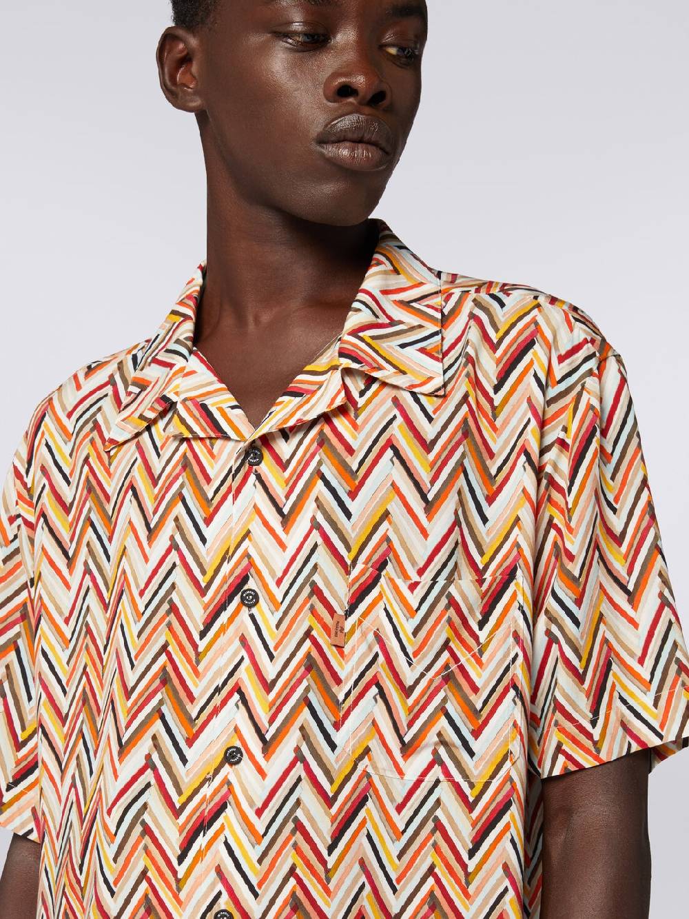 Missoni Camicia a maniche corte in viscosa con stampa zig zag 2025