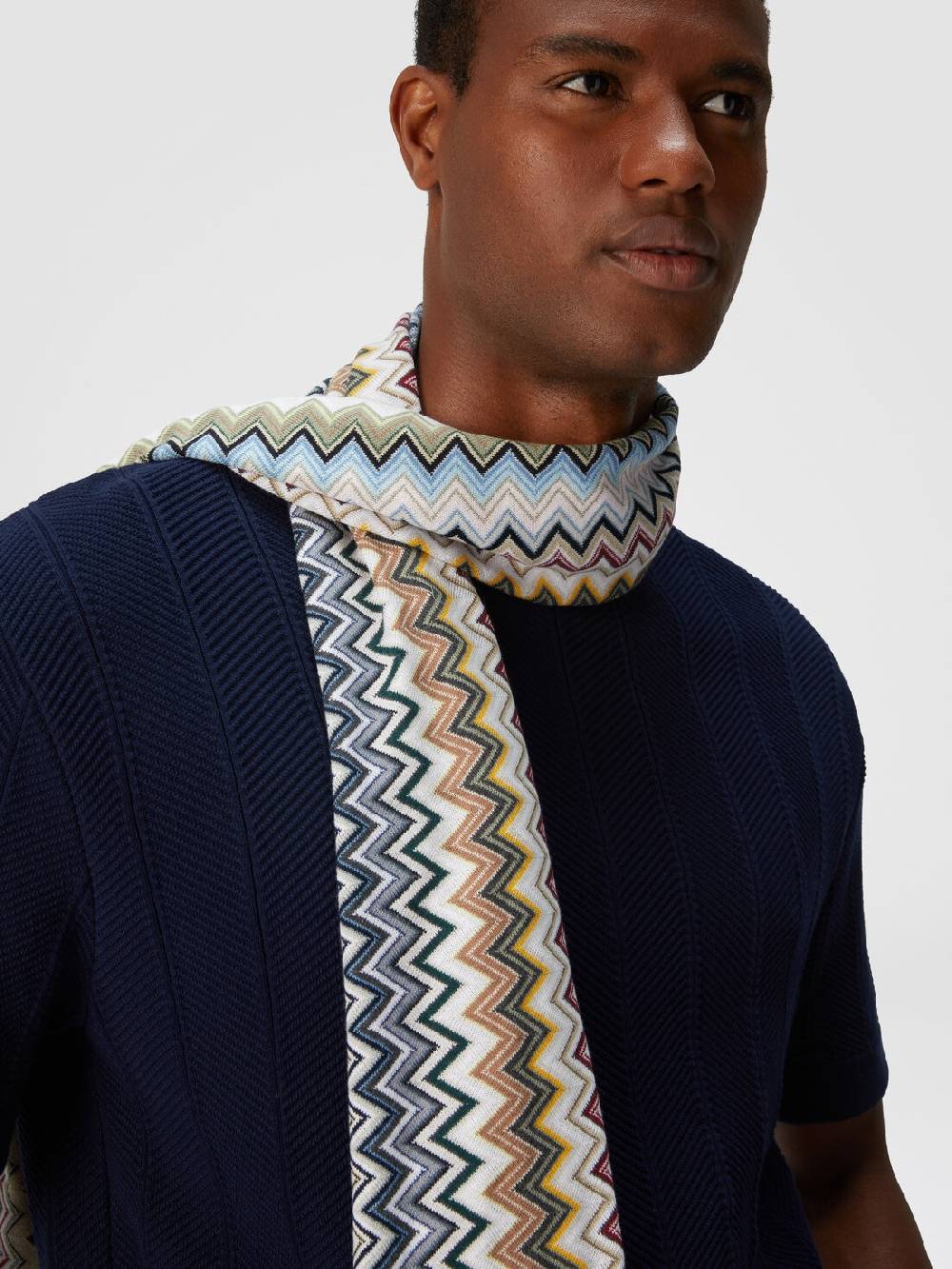 Missoni Sciarpa in maglia di cotone chevron Esporta salva
