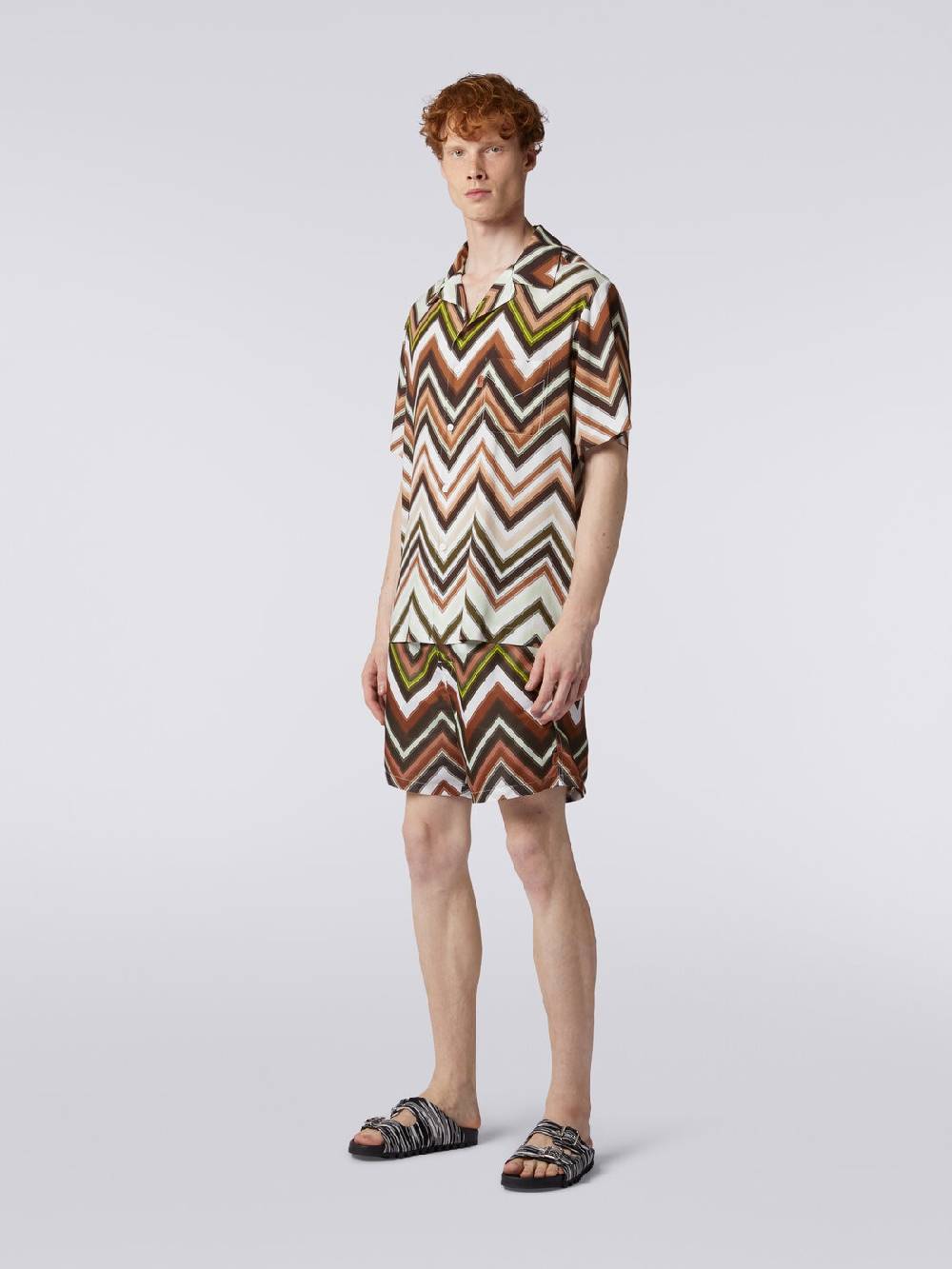 Missoni Camicia a maniche corte in viscosa con stampa chevron Consegna Veloce
