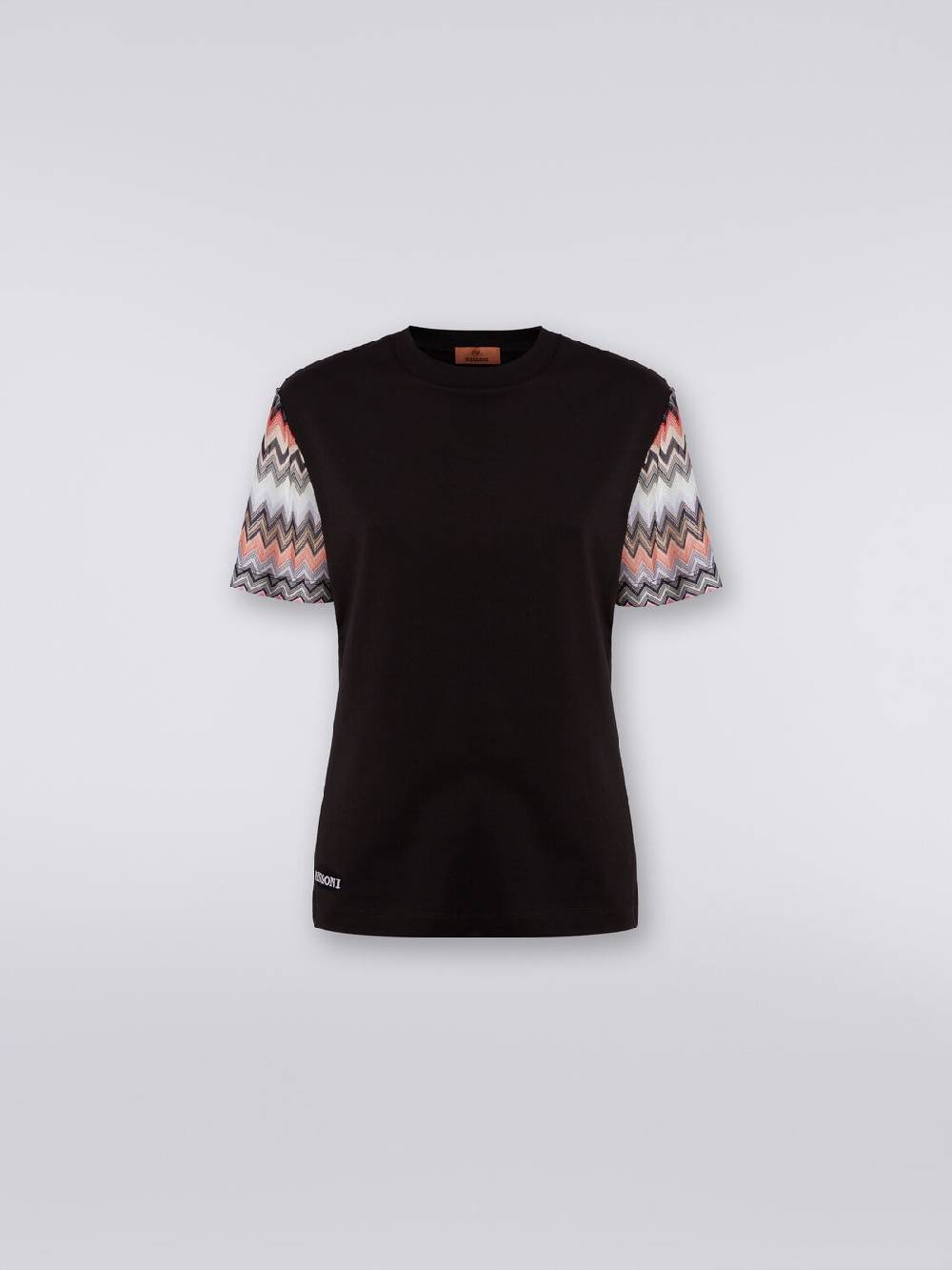 Missoni T-shirt girocollo in cotone con inserti zig zag Offerte