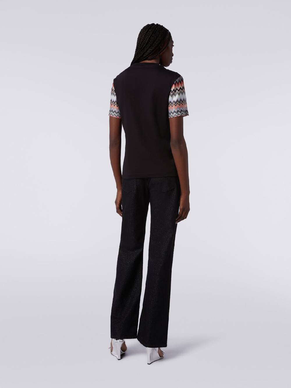 Missoni T-shirt girocollo in cotone con inserti zig zag Offerte