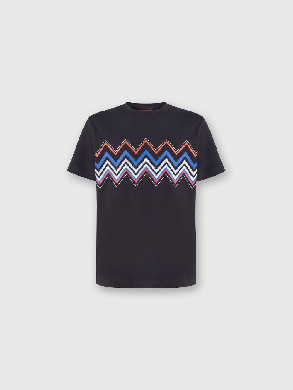Missoni T-shirt a maniche corte in cotone con stampa zig zag Vendita Economica