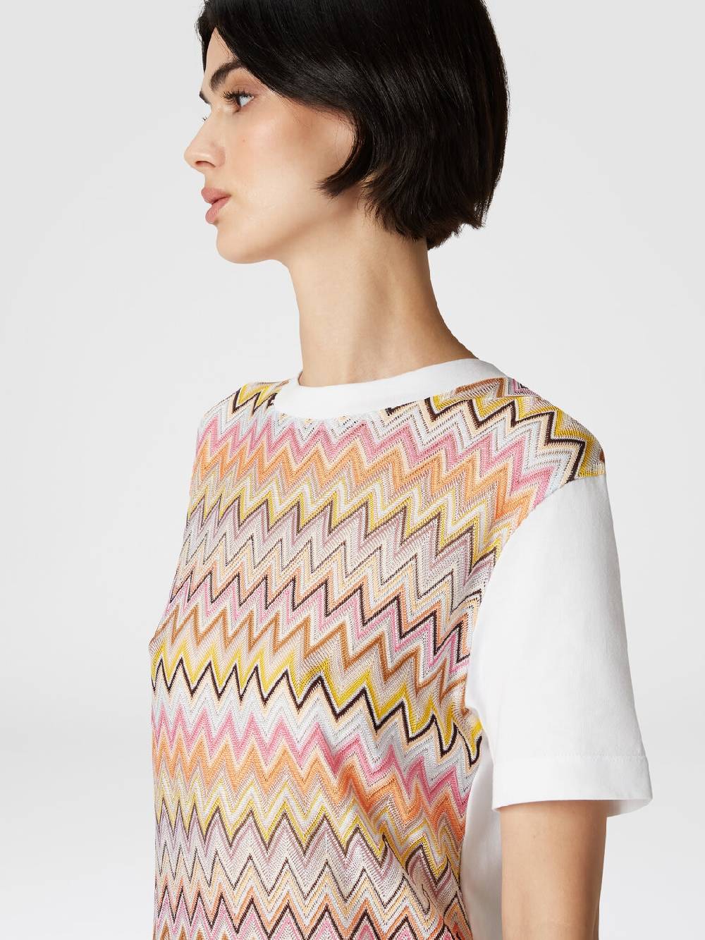 Missoni T-shirt in jersey di cotone con inserti chevron 2025
