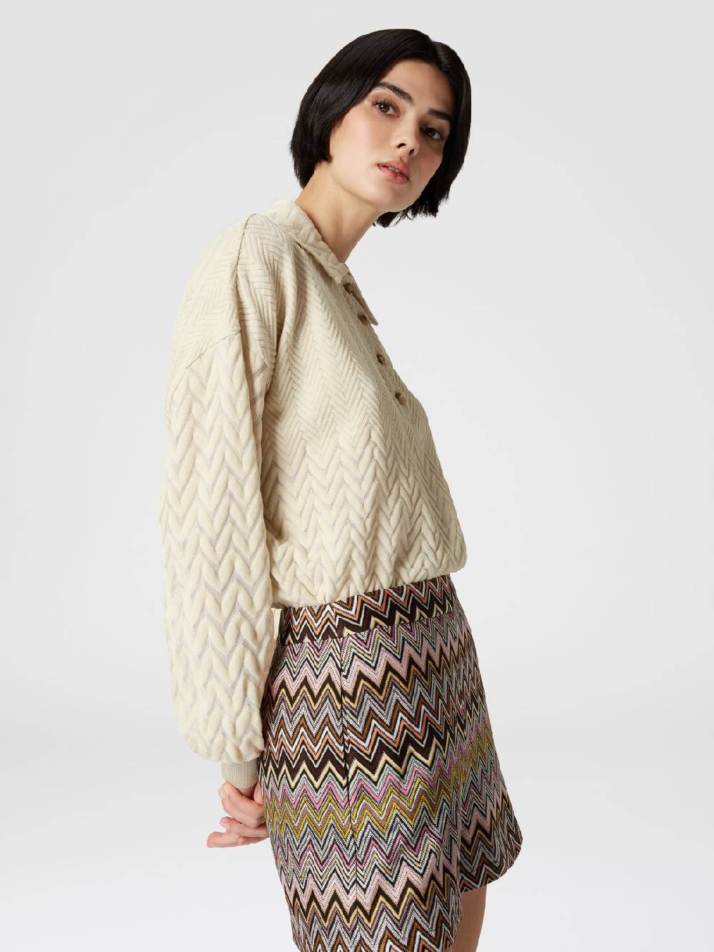 Missoni Polo a maniche lunghe con chevron tono su tono Vendita