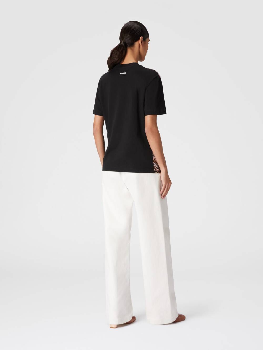 Missoni T-shirt in jersey di cotone con inserti chevron Nuova
