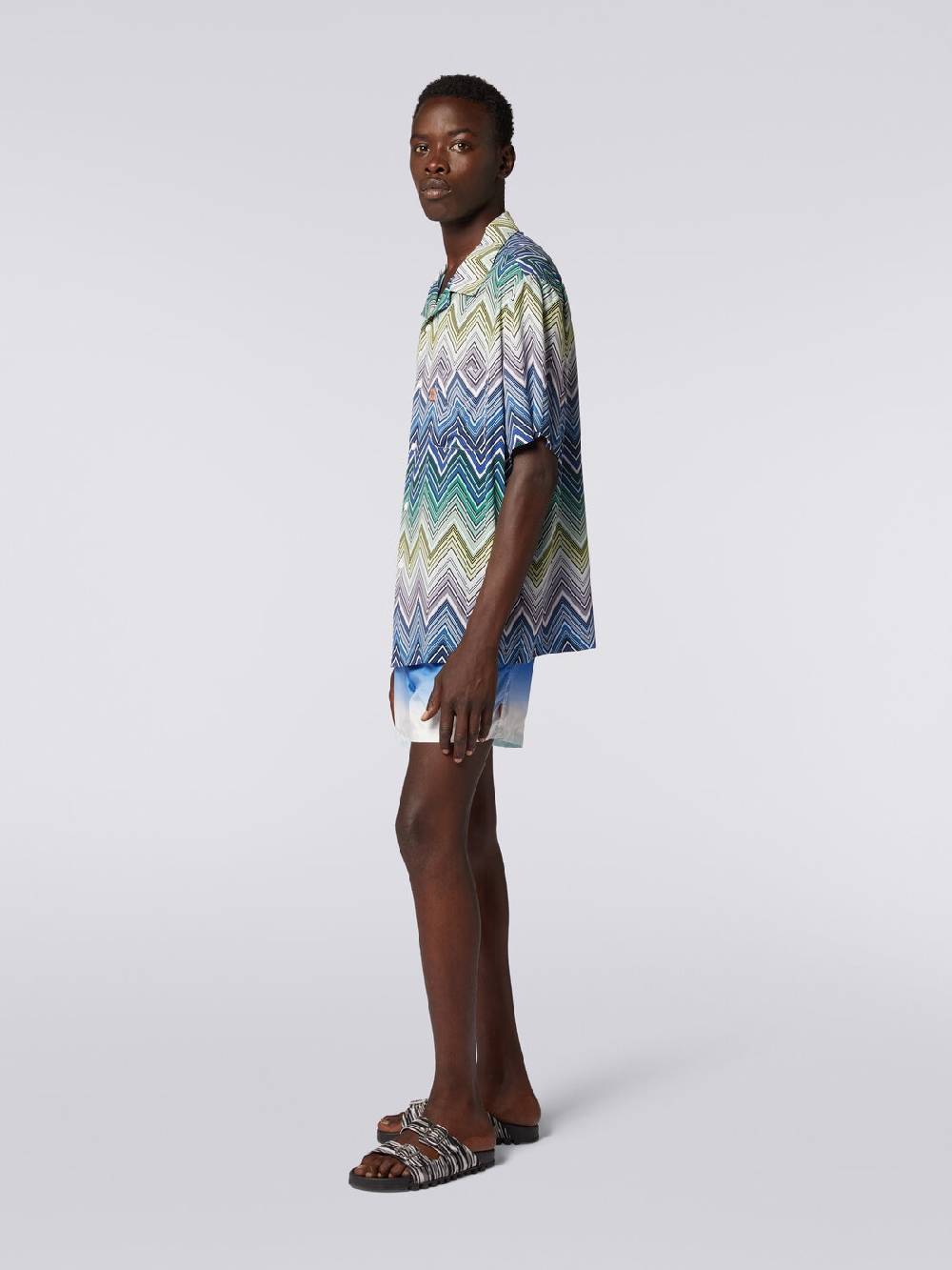 Missoni Camicia a maniche corte in viscosa con stampa macro zig zag Soddisfazione Garantita