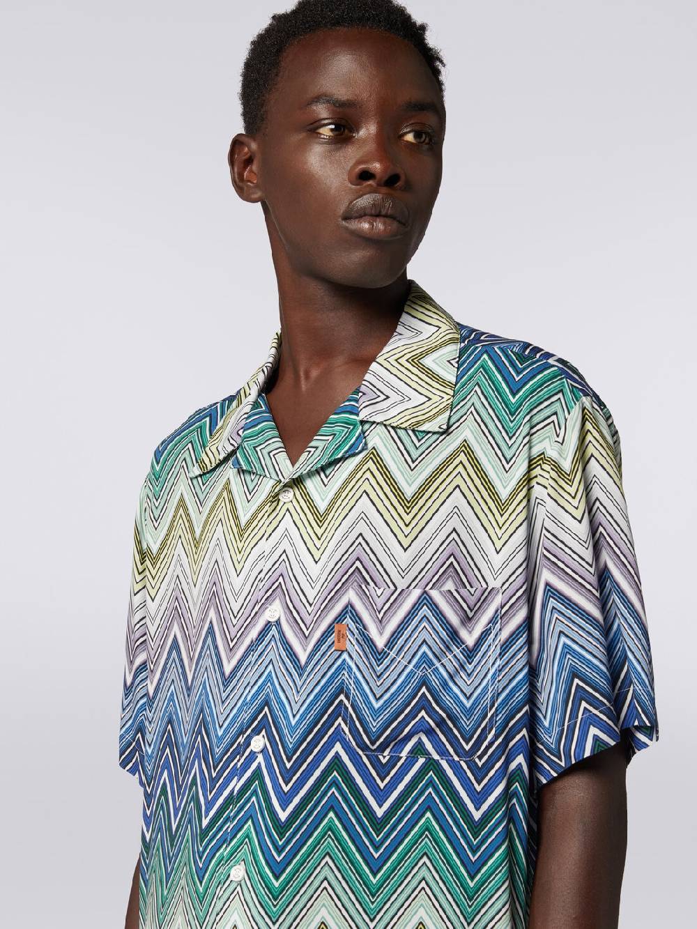 Missoni Camicia a maniche corte in viscosa con stampa macro zig zag Soddisfazione Garantita