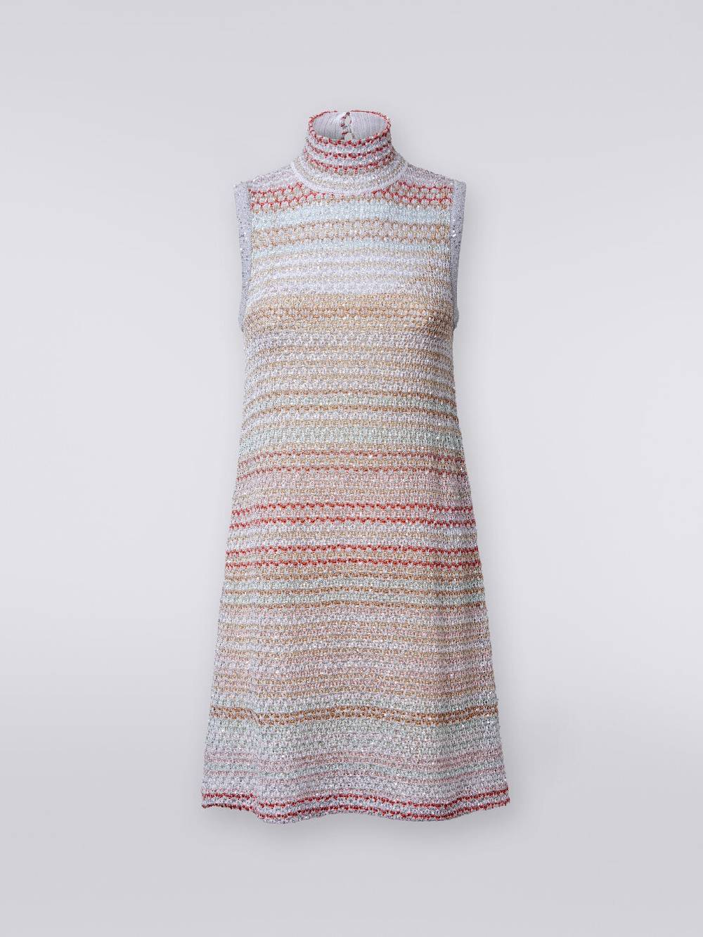 Missoni Mini-abito in maglia a rete con collo alto e applicazione di paillettes Shopping Online
