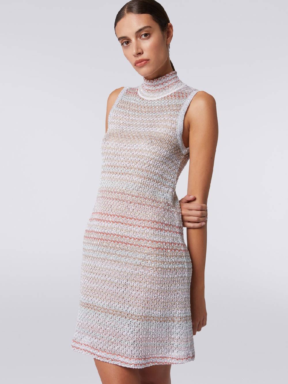 Missoni Mini-abito in maglia a rete con collo alto e applicazione di paillettes Shopping Online