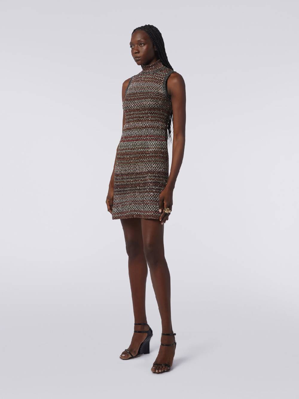 Missoni Mini-abito in maglia a rete con collo alto e applicazione di paillettes Affare Del Giorno