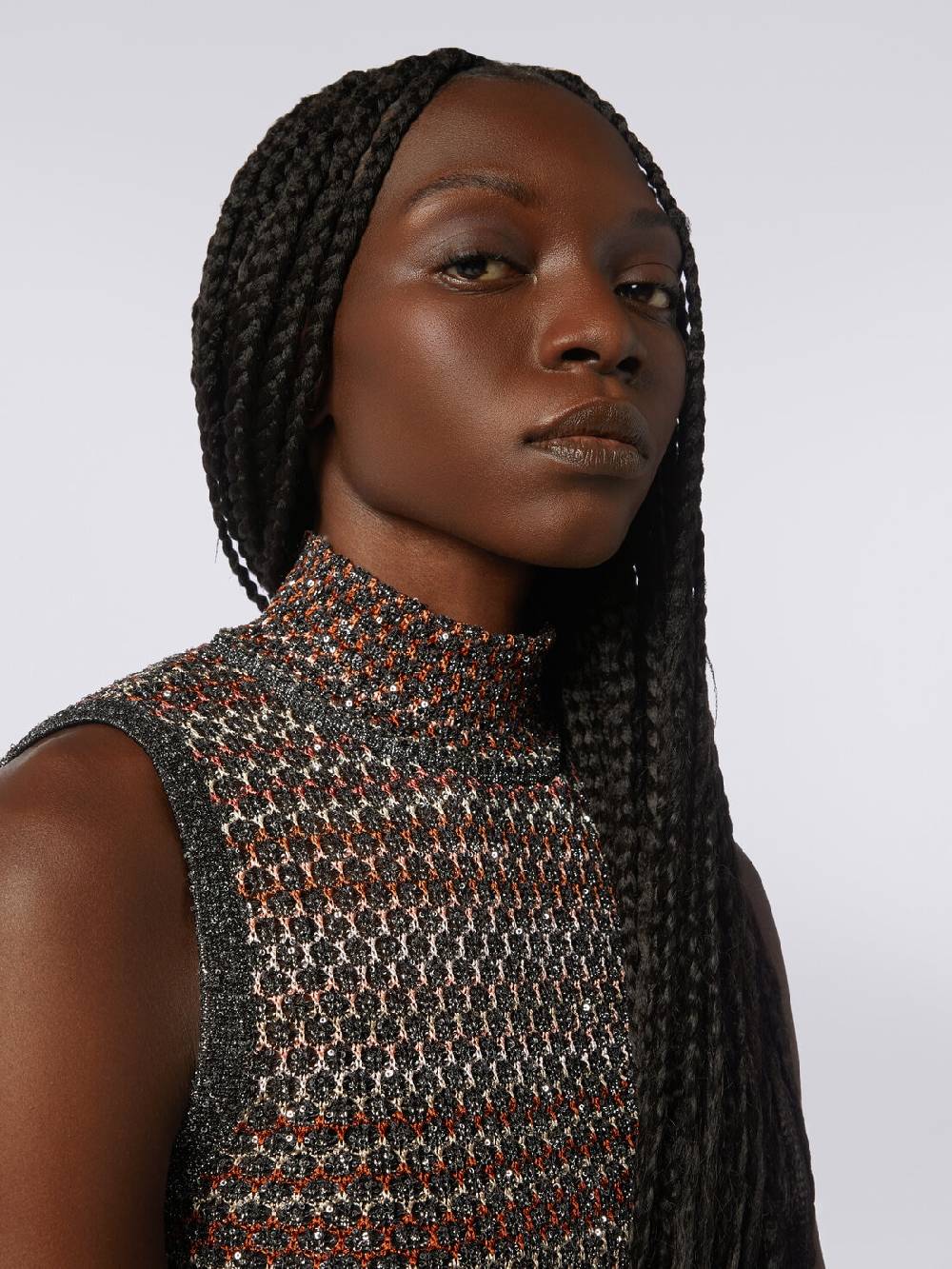 Missoni Mini-abito in maglia a rete con collo alto e applicazione di paillettes Affare Del Giorno
