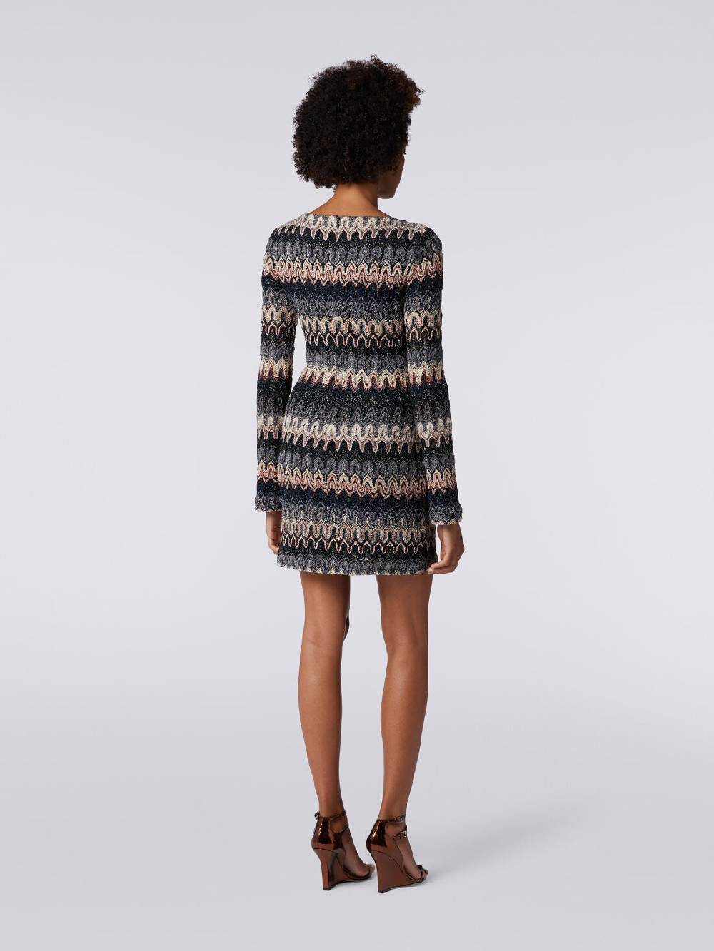 Missoni Mini-abito a maniche lunghe in misto viscosa motivo a onde Sottocosto