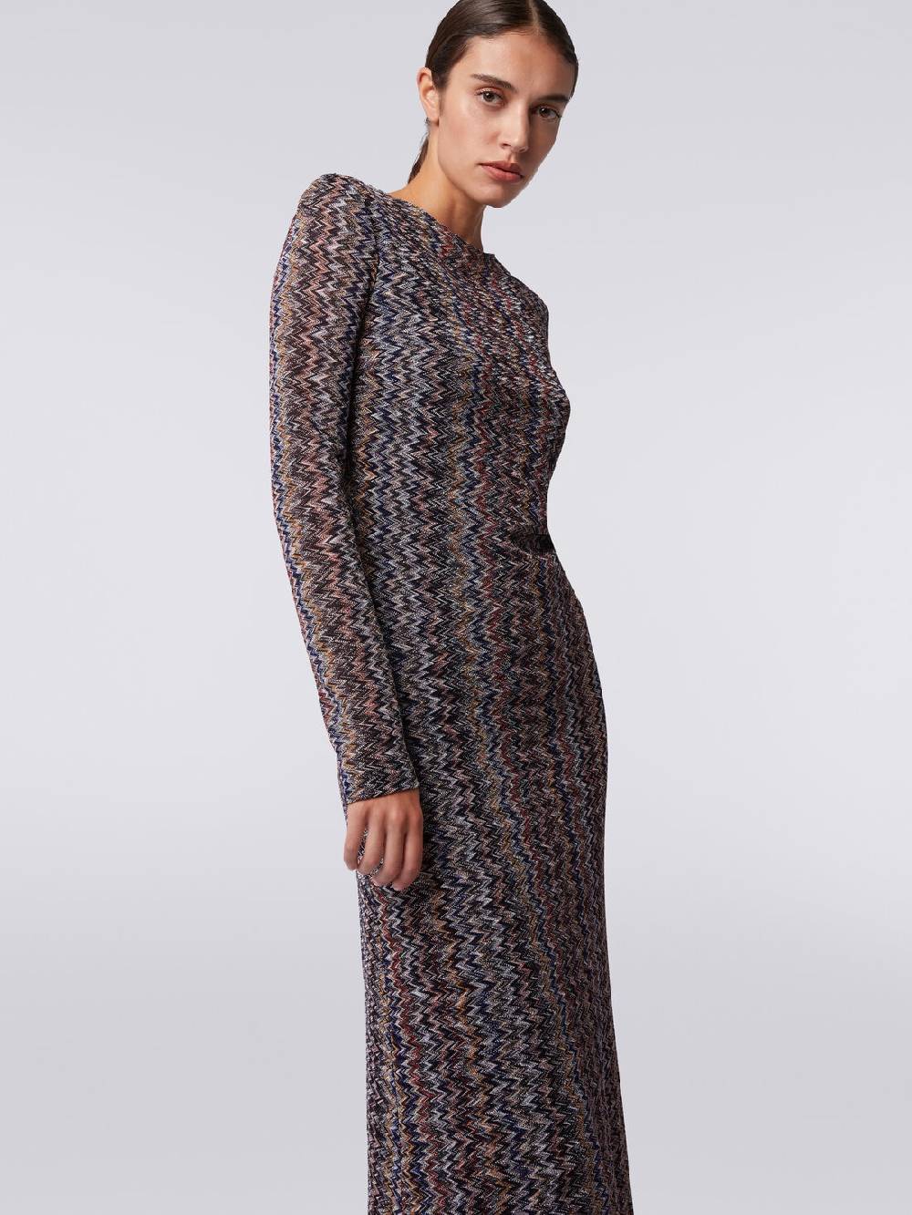 Missoni Abito lungo con scollatura a V posteriore in viscosa chevron con lurex Convenienza