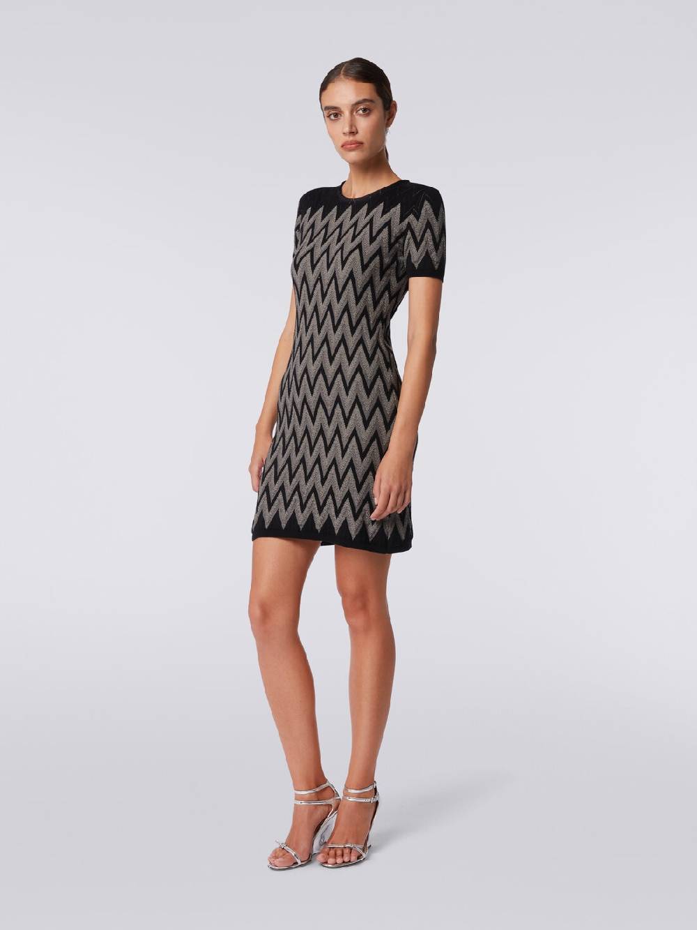 Missoni Abito girocollo in cotone chevron con lurex Novità