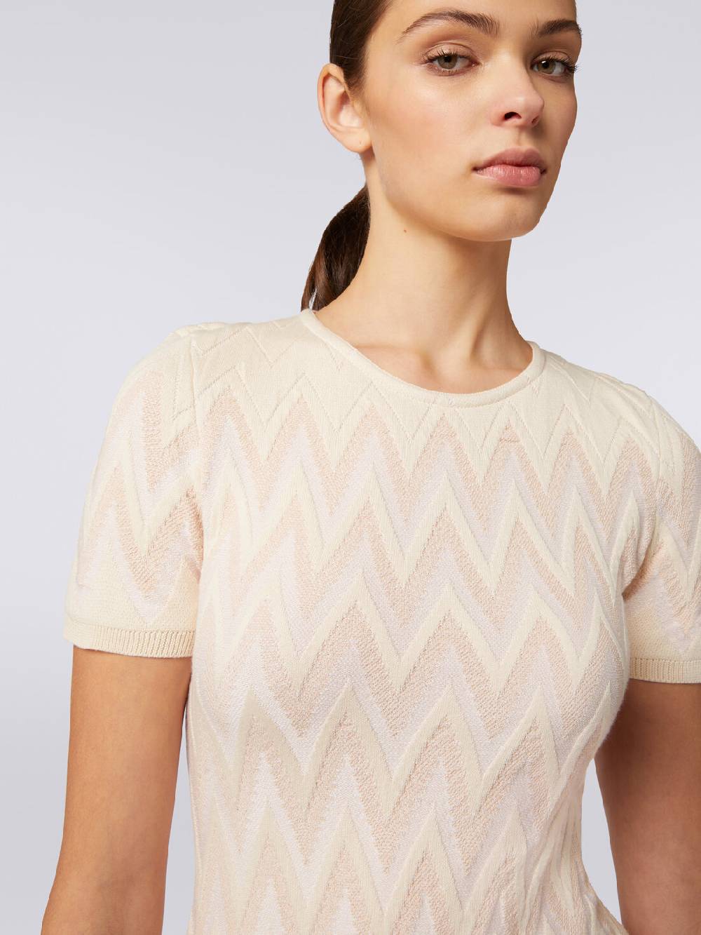 Missoni Abito girocollo in cotone chevron con lurex Presa