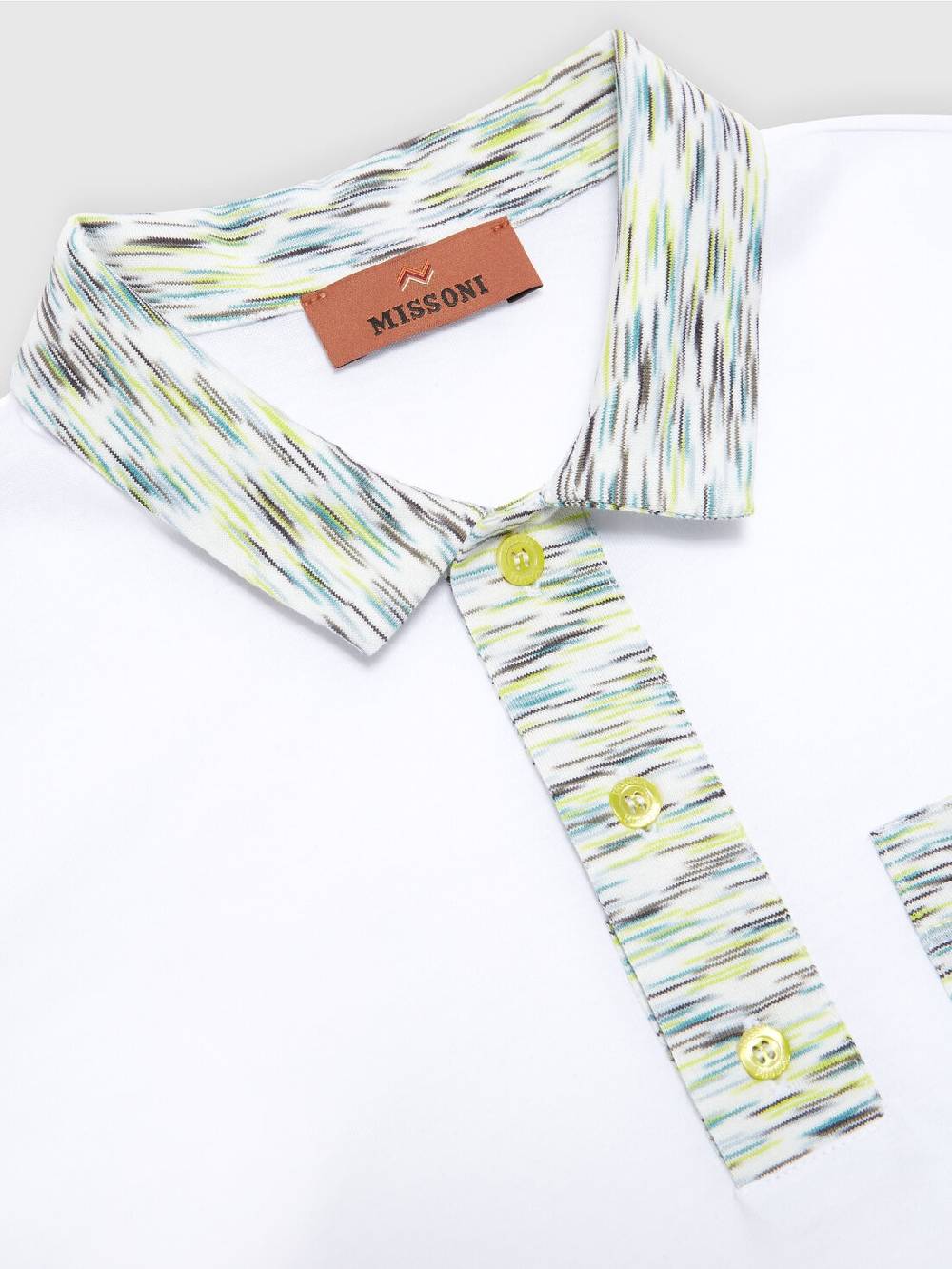 Missoni Polo a maniche corte in cotone con inserti fiammati Italia