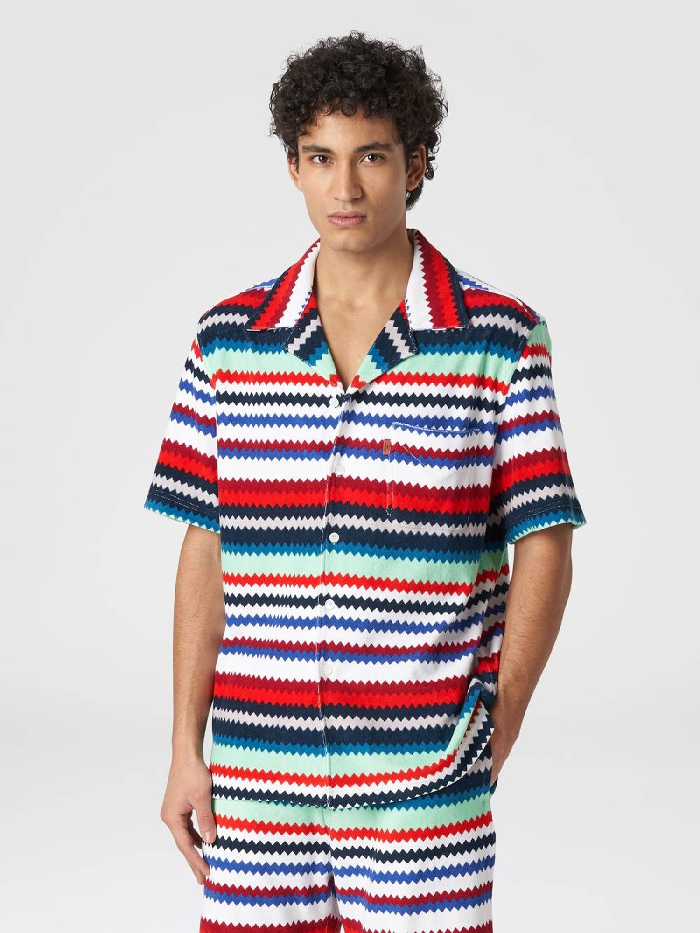 Missoni Camicia a maniche corte modello bowling in spugna zig zag Soddisfazione Garantita
