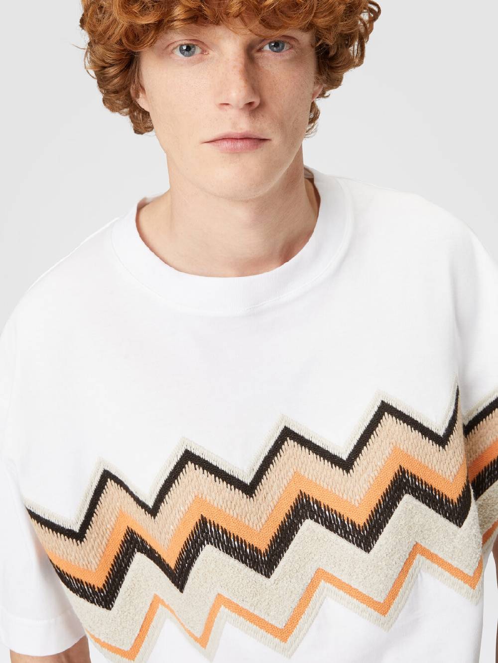 Missoni T-shirt in jersey di cotone con ricamo zig zag Acquista Ora