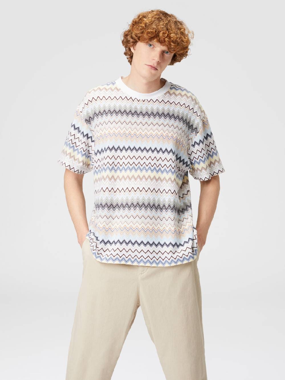 Missoni T-shirt con motivo zig zag e logo posteriore Consegna Veloce