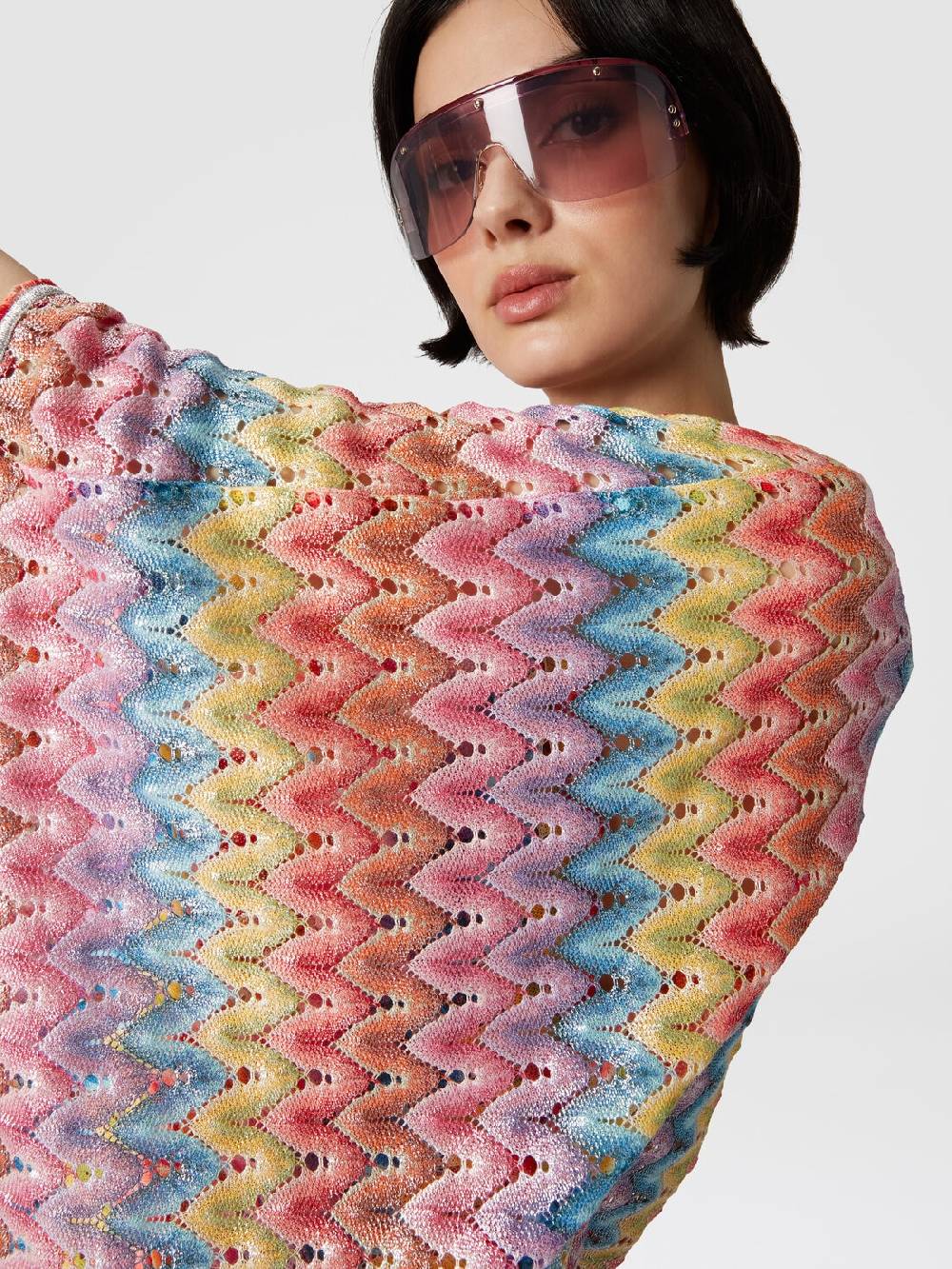 Missoni Caftano copricostume corto in pizzo spalmato Fino al 65% di sconto