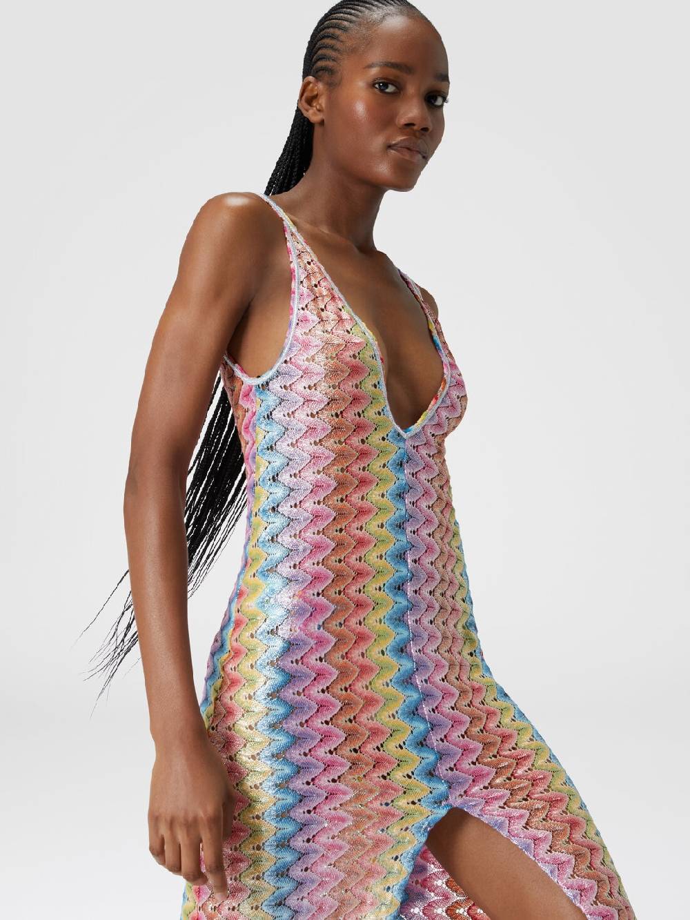 Missoni Abito copricostume lungo con scollatura a V e spacco Sottocosto
