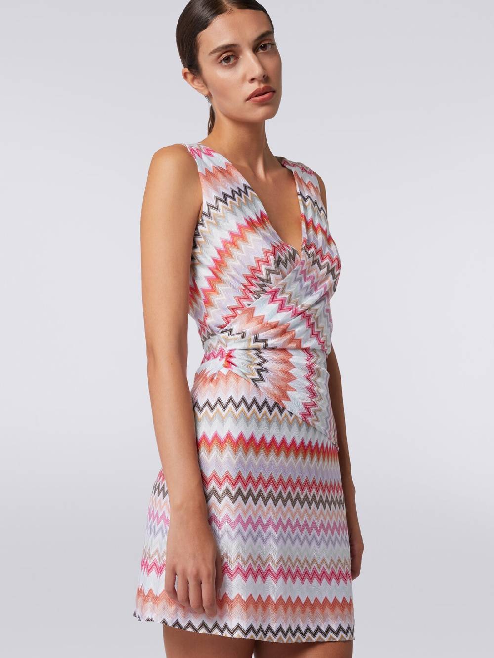 Missoni Mini-abito con scollatura a V in cotone e viscosa zig zag Offerta