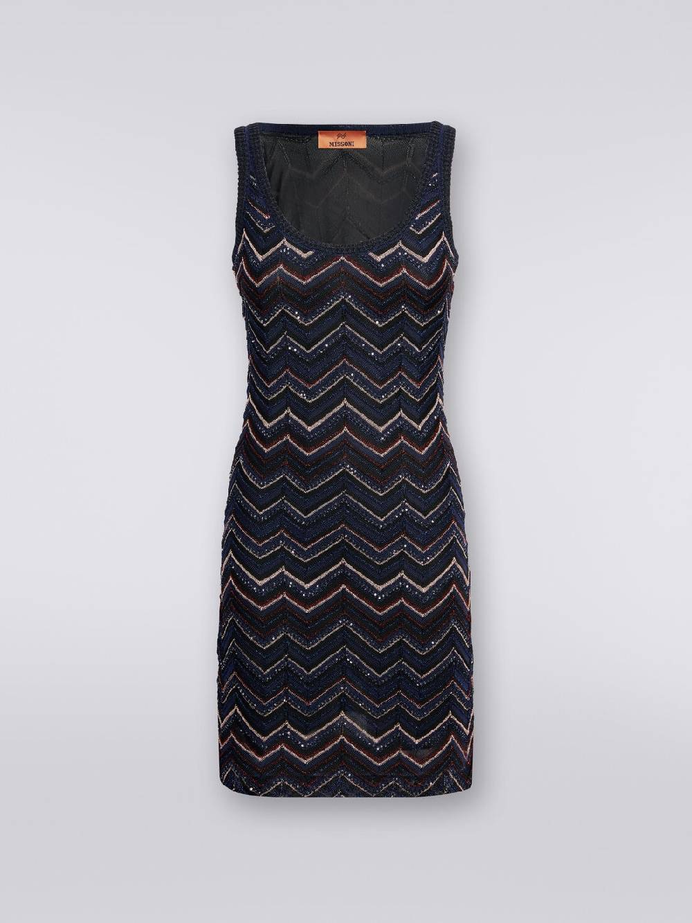 Missoni Mini-abito senza maniche in misto viscosa zig zag con paillettes Outlet