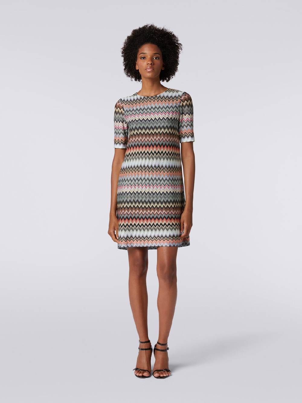Missoni Abito a maniche corte in cotone e viscosa zig zag