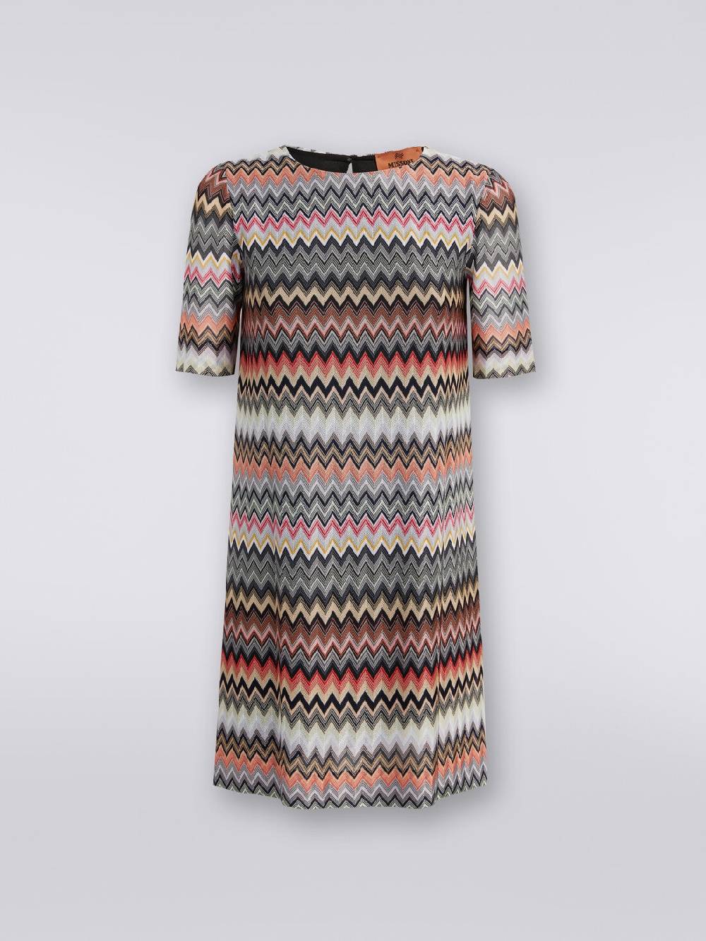 Missoni Abito a maniche corte in cotone e viscosa zig zag In Vendita