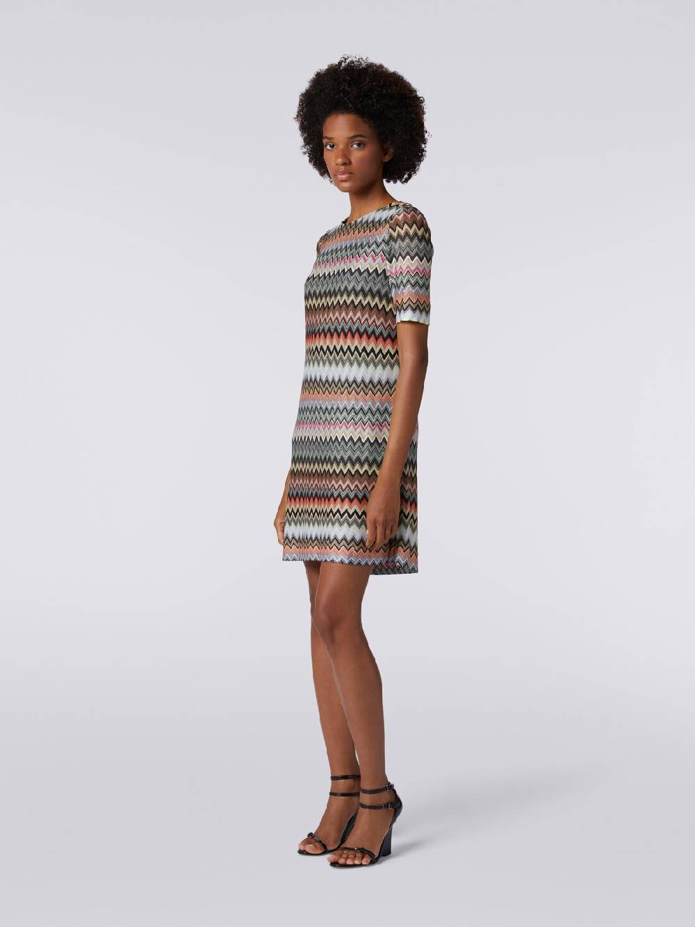 Missoni Abito a maniche corte in cotone e viscosa zig zag In Vendita
