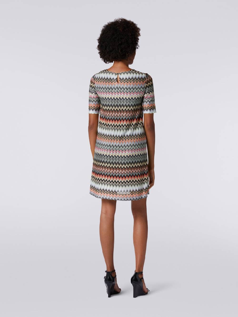 Missoni Abito a maniche corte in cotone e viscosa zig zag In Vendita