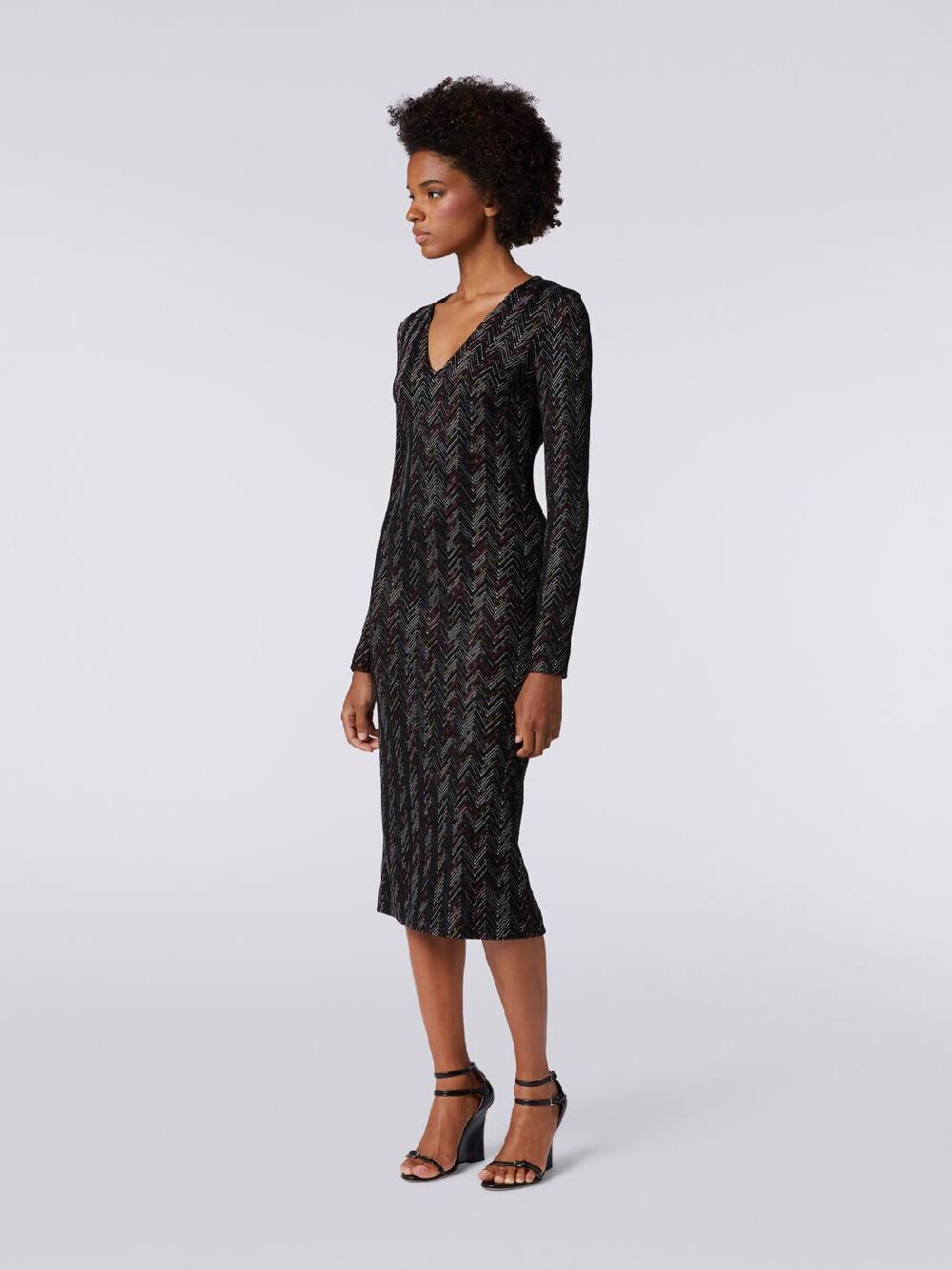 Missoni Abito lungo con scollatura a V in lana e viscosa zig zag Offerte