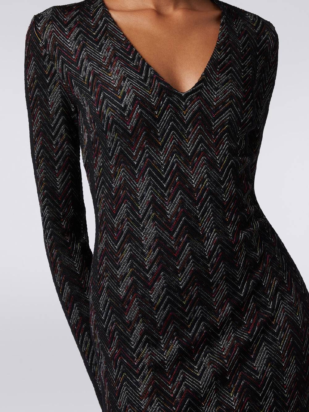 Missoni Abito lungo con scollatura a V in lana e viscosa zig zag Offerte