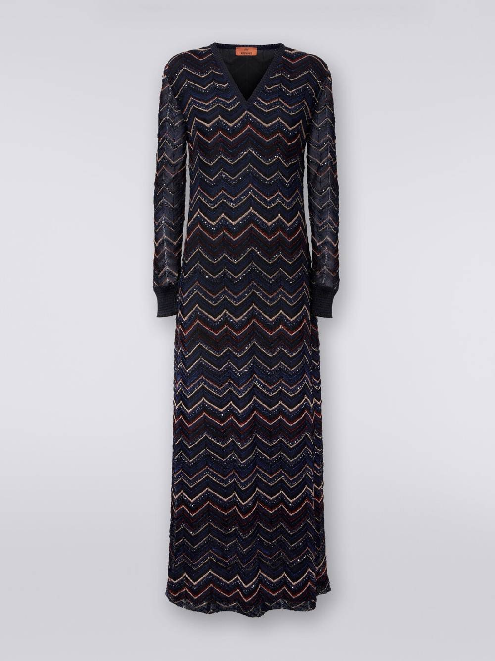 Missoni Abito lungo in maglia zig zag con scollatura a V e lurex Hotsell