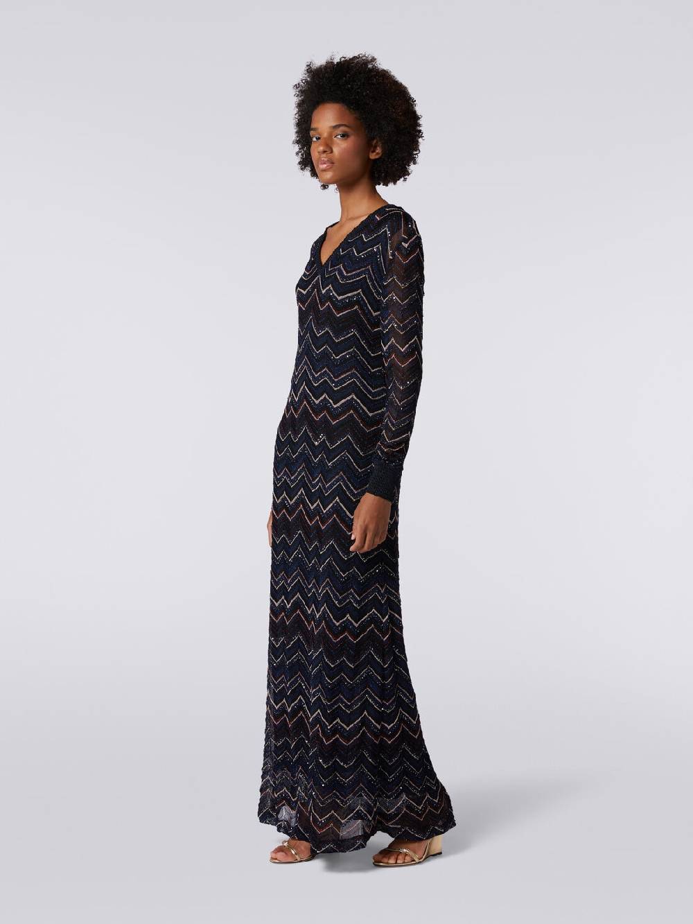 Missoni Abito lungo in maglia zig zag con scollatura a V e lurex Hotsell