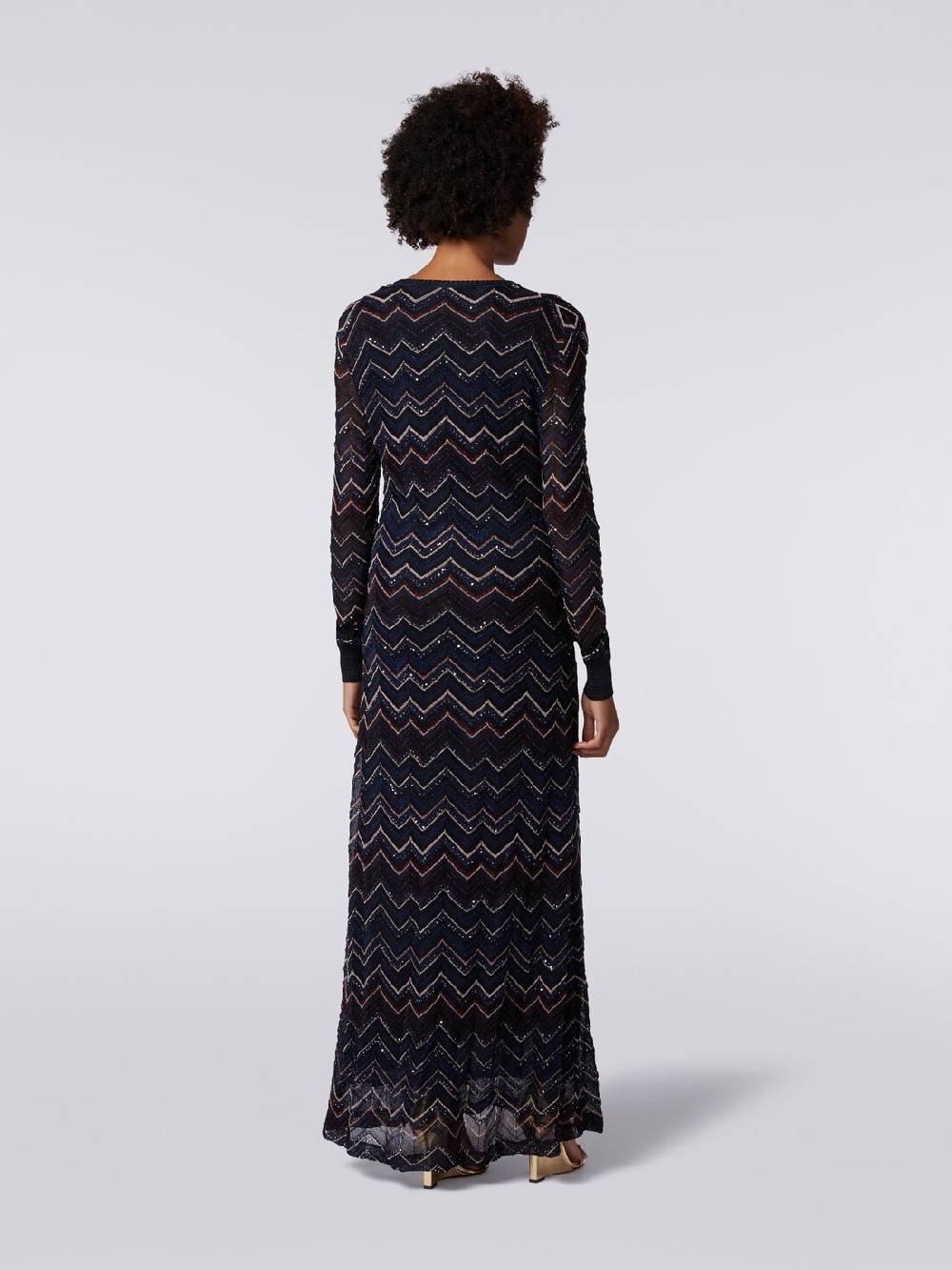 Missoni Abito lungo in maglia zig zag con scollatura a V e lurex Hotsell