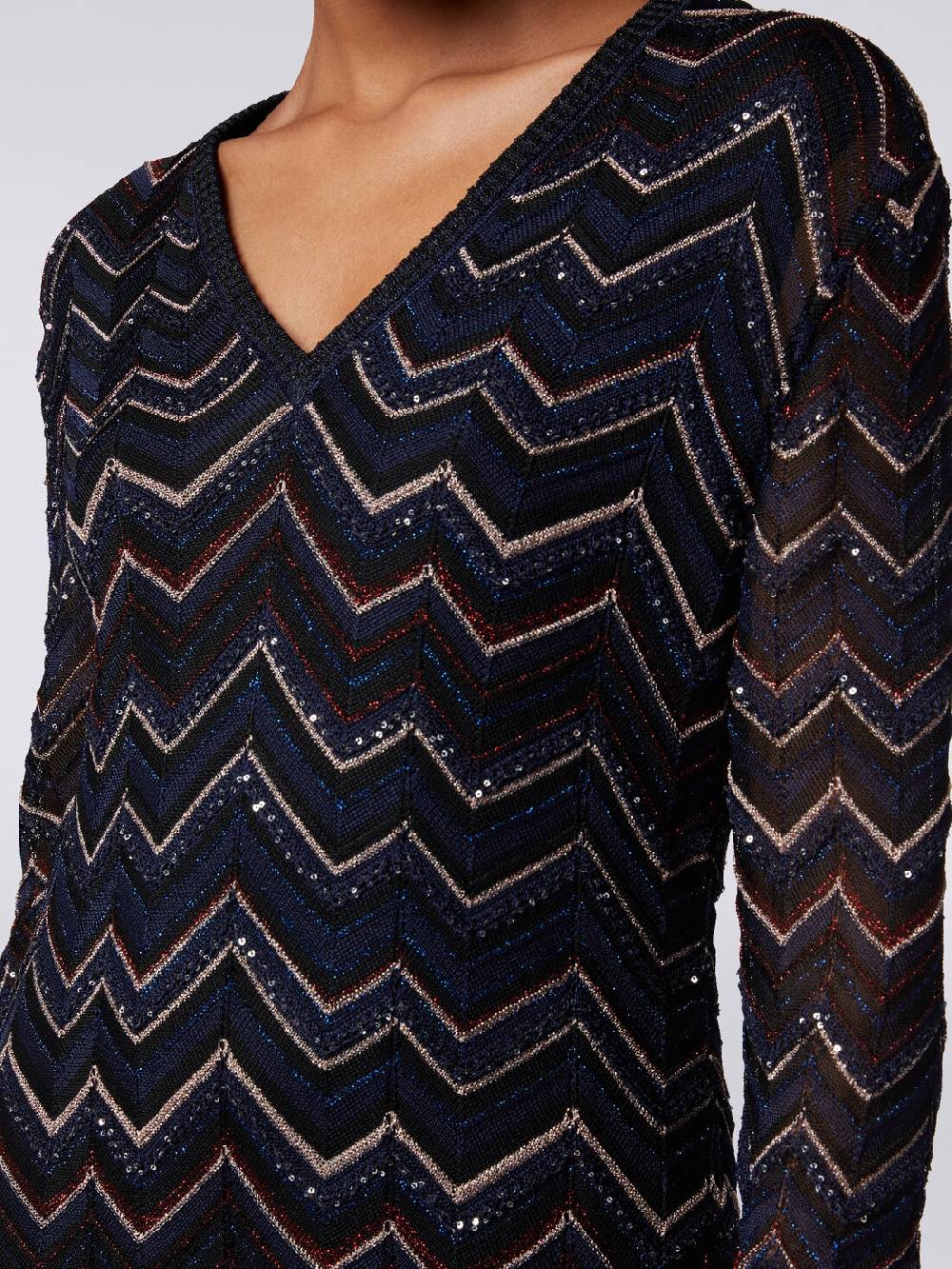 Missoni Abito lungo in maglia zig zag con scollatura a V e lurex Hotsell