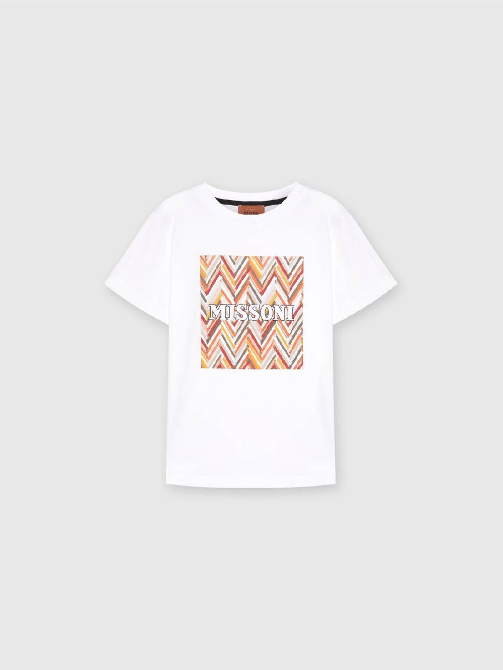 Missoni T-shirt in jersey di cotone con stampa chevron e logo Vendita