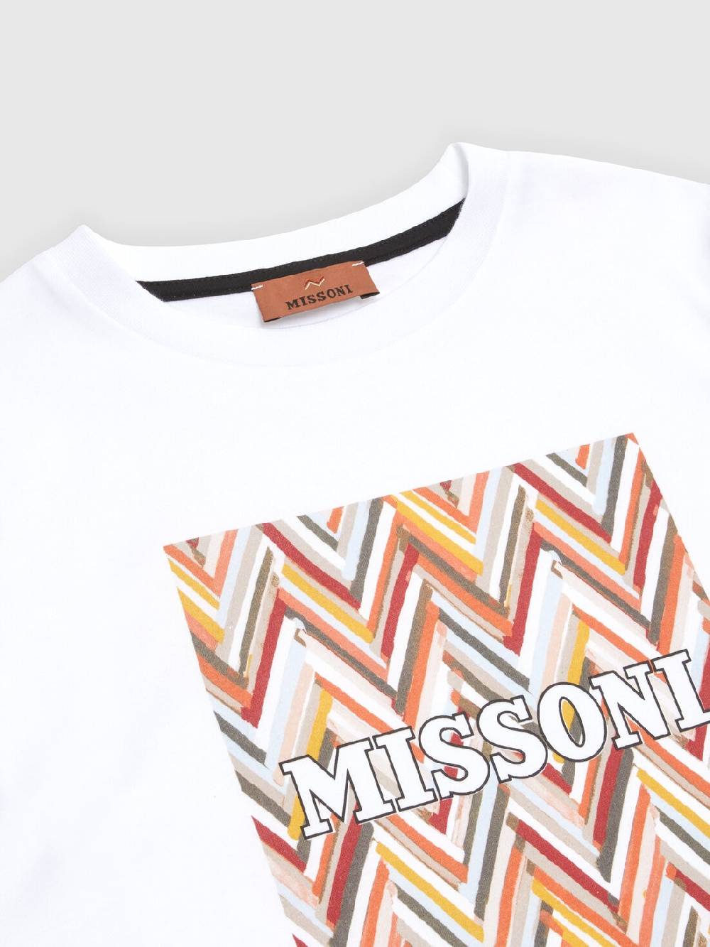 Missoni T-shirt in jersey di cotone con stampa chevron e logo Vendita