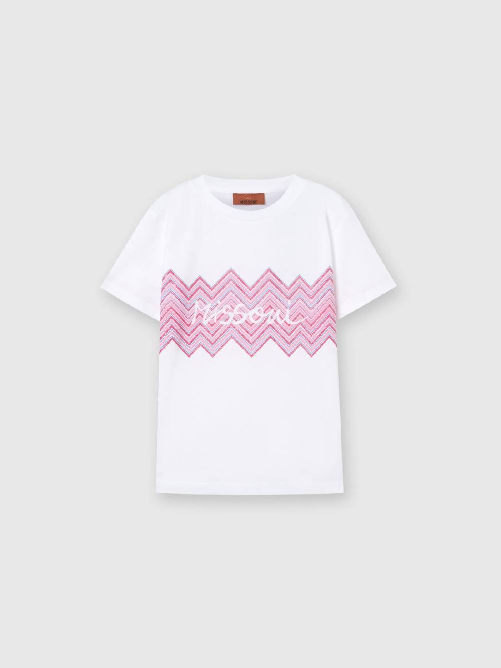 Missoni T-shirt in jersey di cotone con inserto chevron e logo Promozione
