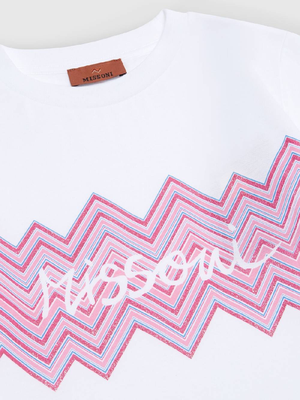 Missoni T-shirt in jersey di cotone con inserto chevron e logo Promozione