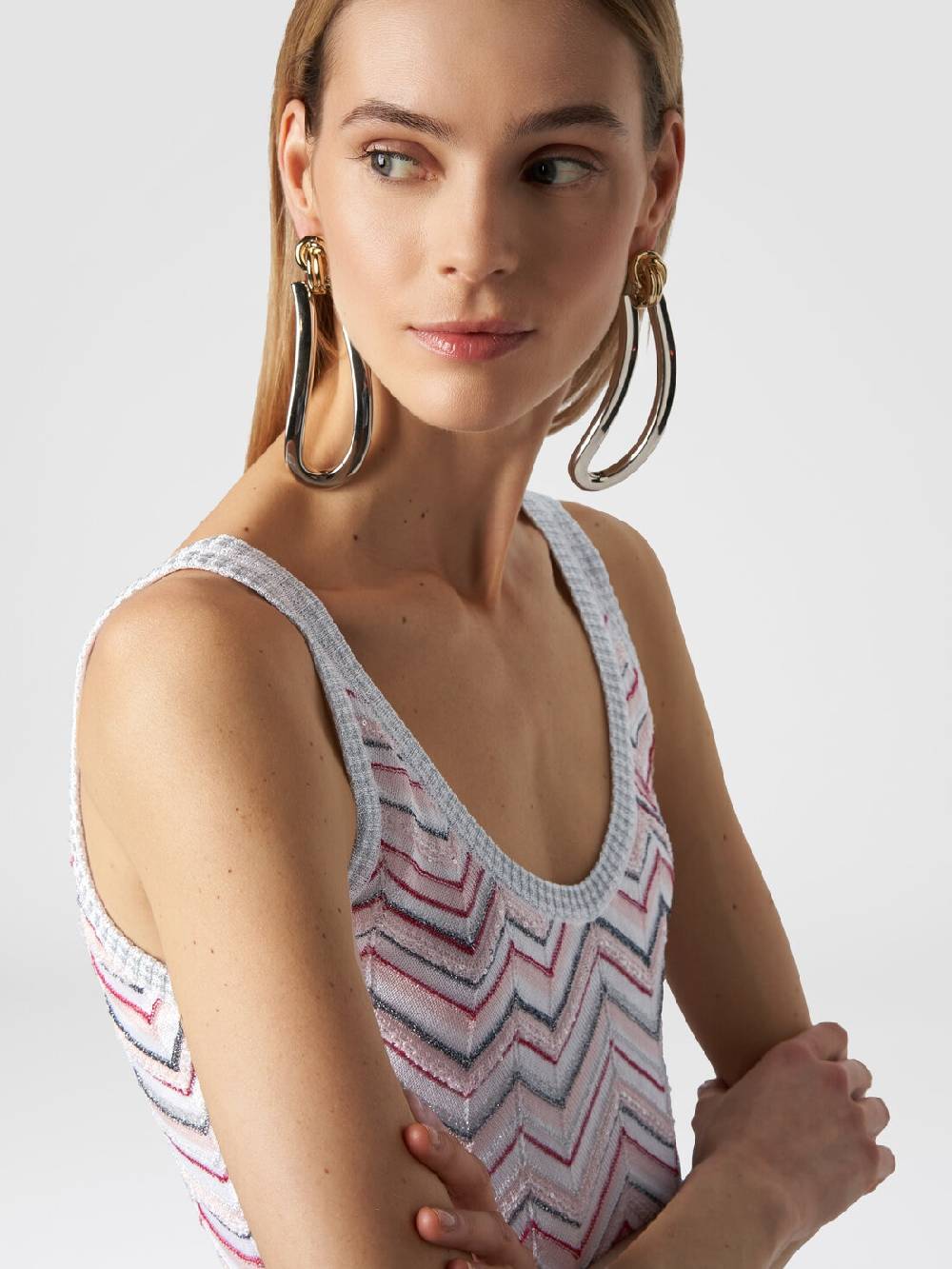Missoni Mini-abito senza maniche in misto viscosa zig zag con paillettes Fino Al -60%