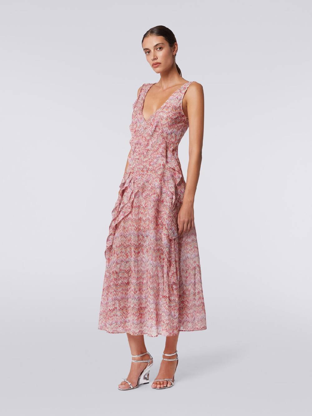 Missoni Abito midi motivo snake con balze e lurex Prezzo Ridotto