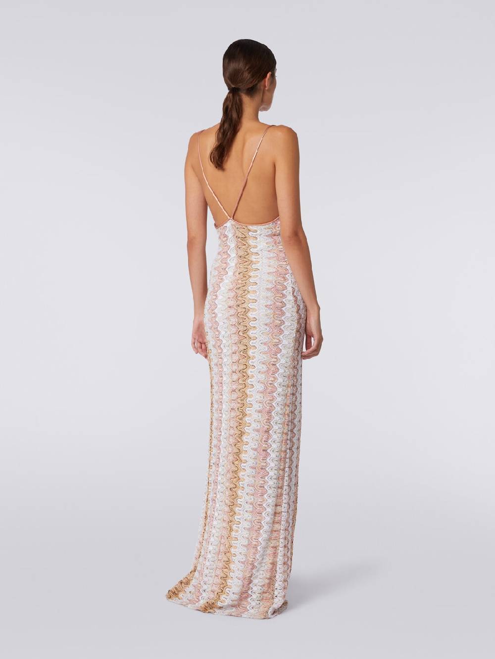 Missoni Abito lungo effetto pizzo con scollatura drappeggiata e spacco Offerta