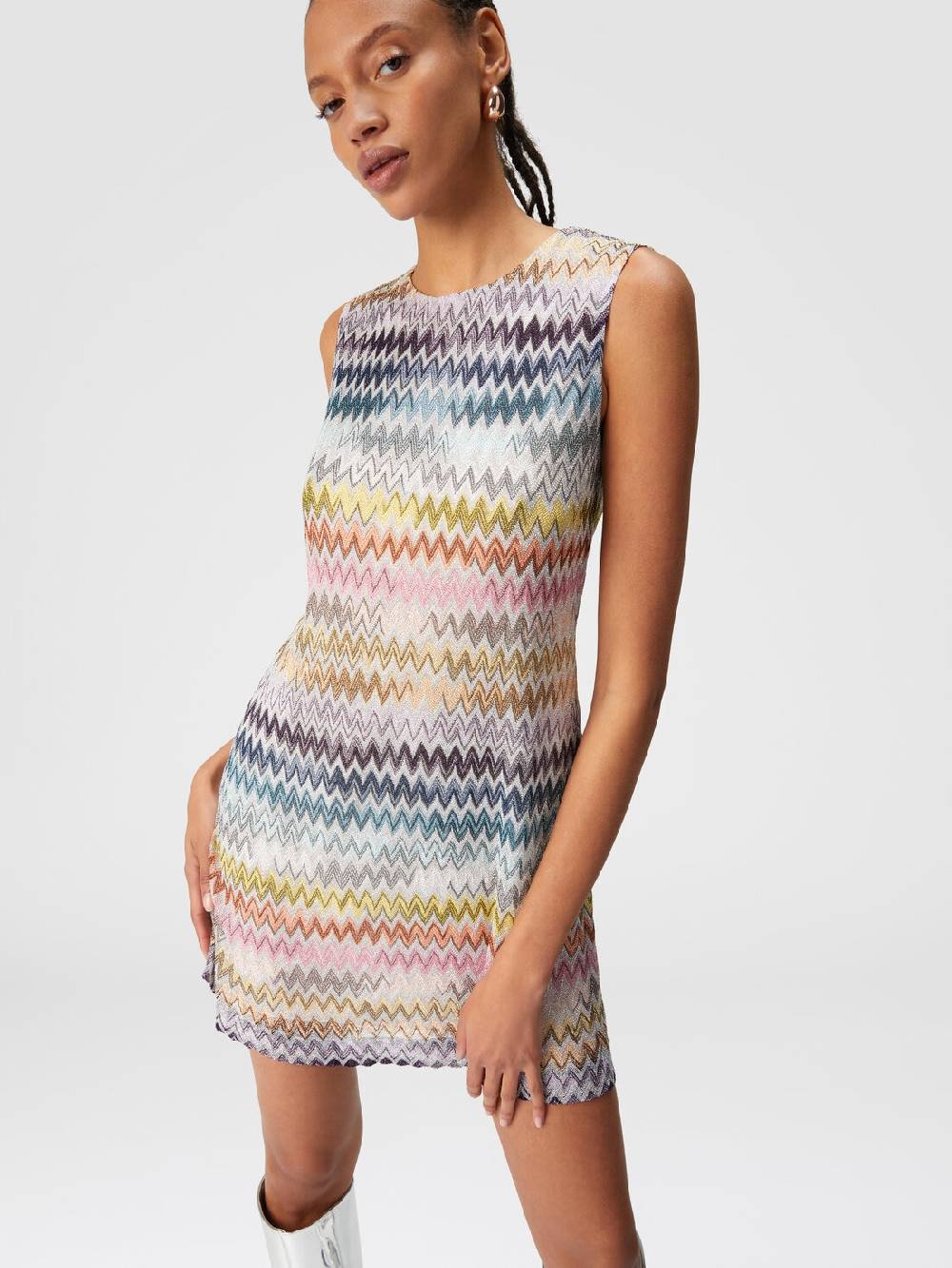Missoni Mini-abito senza maniche in viscosa zig zag lamé Offerte
