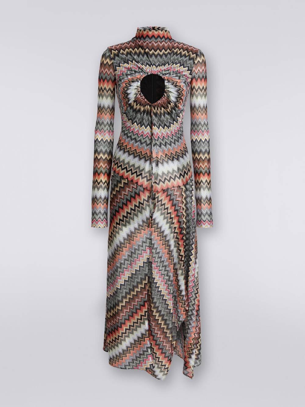 Missoni Abito lungo in cotone e viscosa zig zag con dettaglio cut-out e spacco In Saldo
