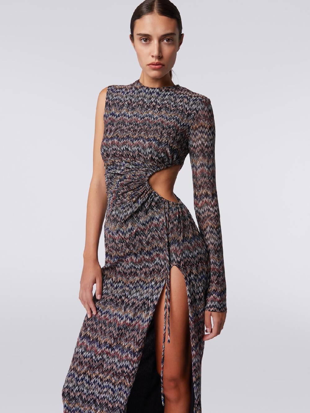 Missoni Abito lungo monospalla con dettaglio cut-out e spacco Italy